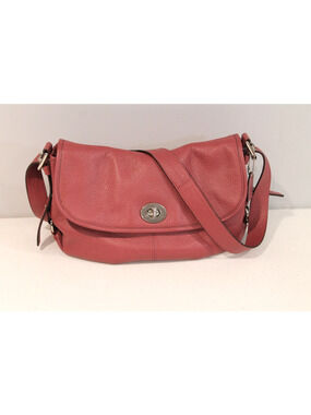 Coach Purse Mauve Leather Flap Turnlock Adjustable Shoulder Bag